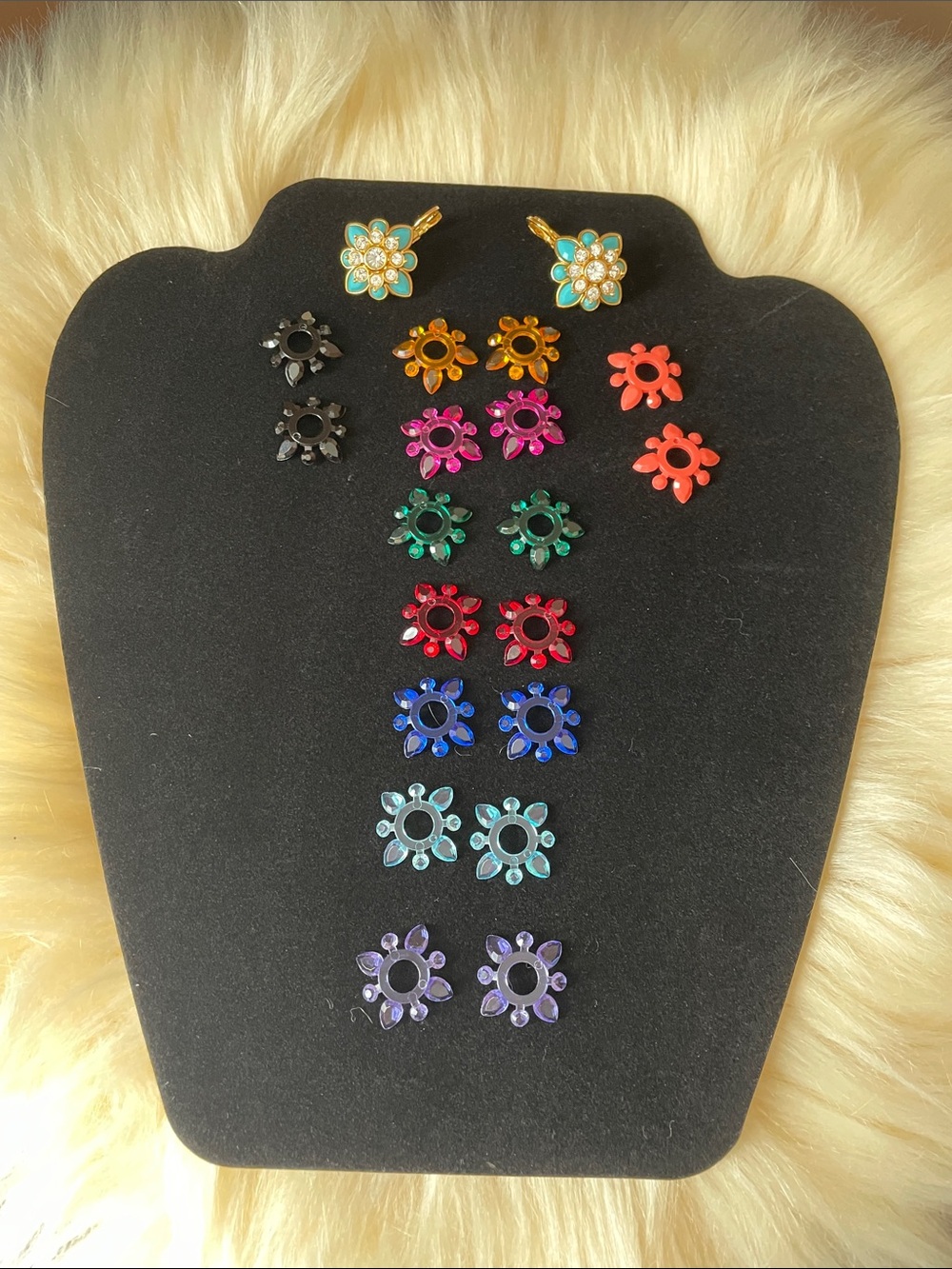 Joan Rivers Multicolor Flower Snap-On Earring Charms with Gold Accents